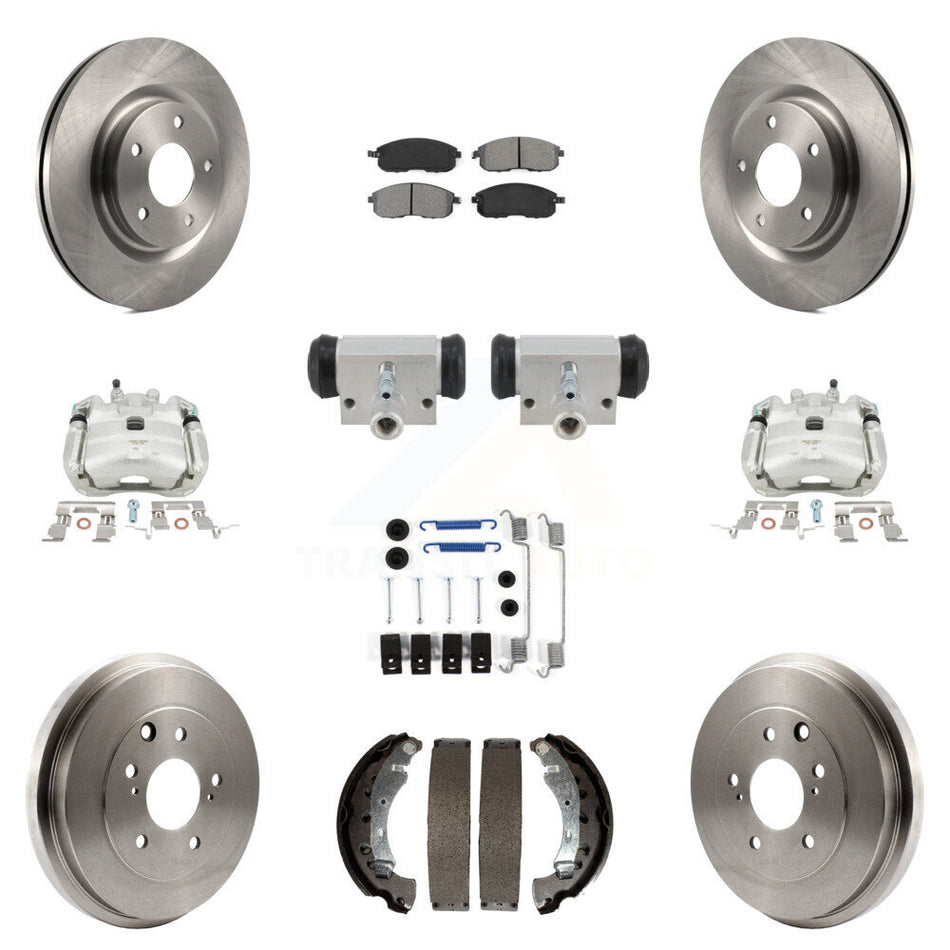 Front Rear Brake Caliper Rotor Drum Semi-Metallic Pad Shoe Cylinder Hardware Kit (11Pc) For KC8-1013