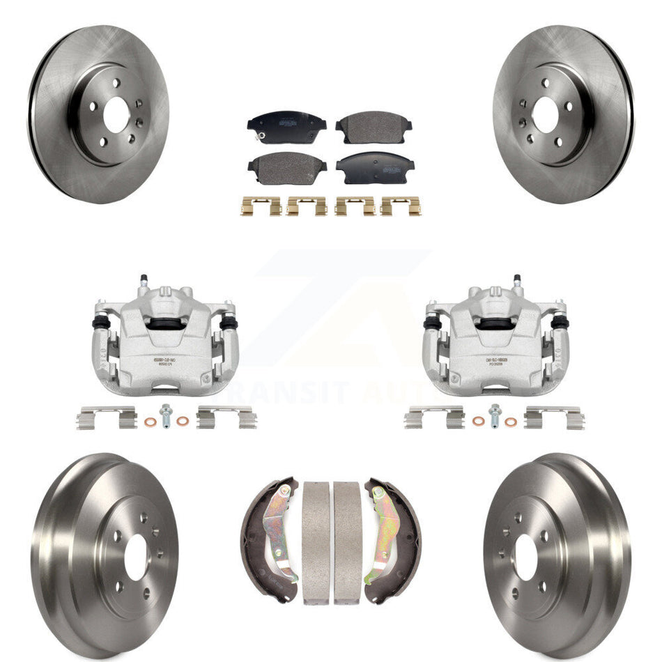 Front Rear Brake Caliper Rotor Drum Semi-Metallic Pad Kit (8Pc) For 13-17 Chevrolet Trax KC8-101365P