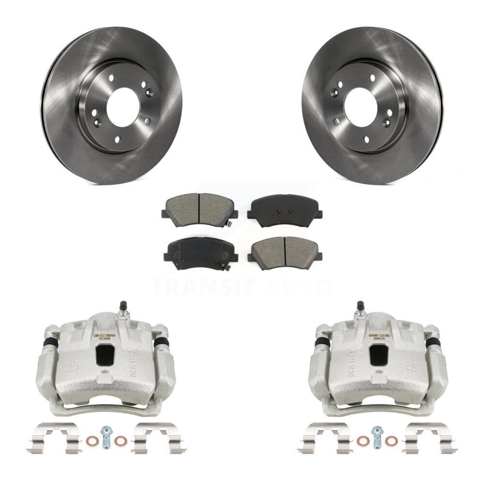 Front Disc Brake Caliper Rotors And Semi-Metallic Pads Kit For Hyundai Elantra Coupe KC8-101368S