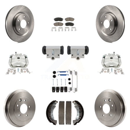 Front Rear Brake Caliper Rotors Drum Ceramic Pad Shoe Cylinder & Hardware Kit (11Pc) For KC8-101369C