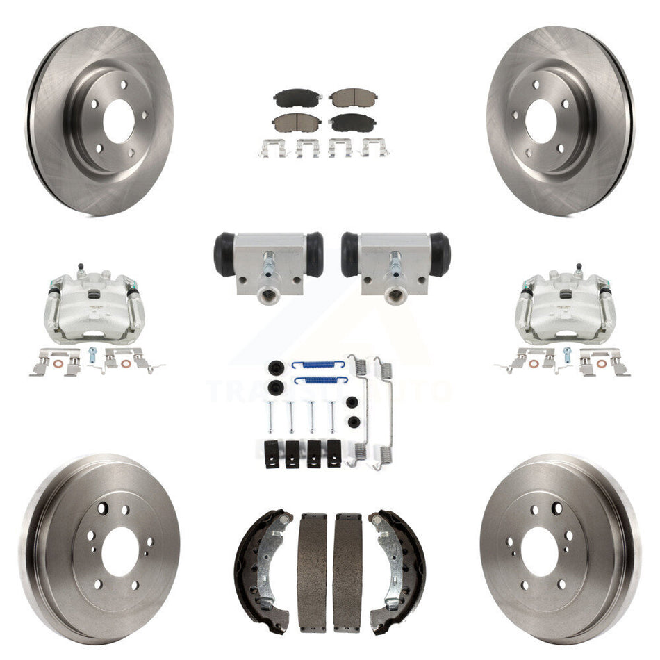 Front Rear Brake Caliper Rotors Drum Ceramic Pad Shoe Cylinder & Hardware Kit (11Pc) For KC8-101369C