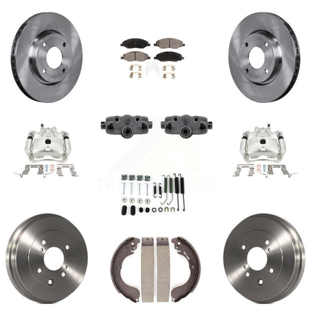 Front Rear Brake Caliper Rotor Drum Semi-Metallic Pad Shoe Cylinder Hardware Kit (11Pc) For KC8-1013