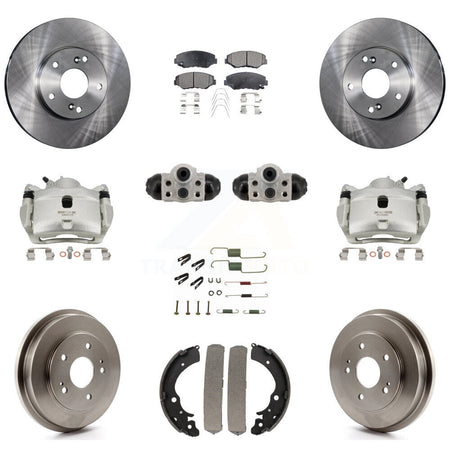 Front Rear Brake Caliper Rotor Drum Semi-Metallic Pad Shoe Cylinder Hardware Kit (11Pc) For KC8-1013
