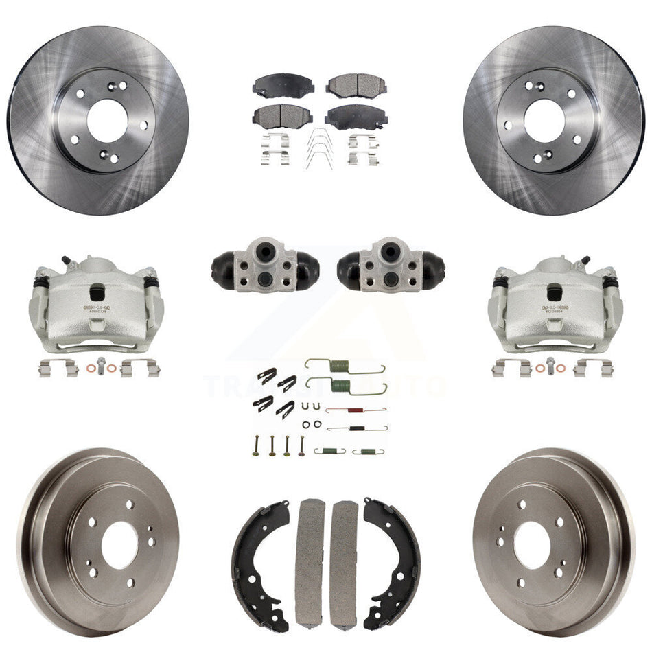 Front Rear Brake Caliper Rotor Drum Semi-Metallic Pad Shoe Cylinder Hardware Kit (11Pc) For KC8-1013