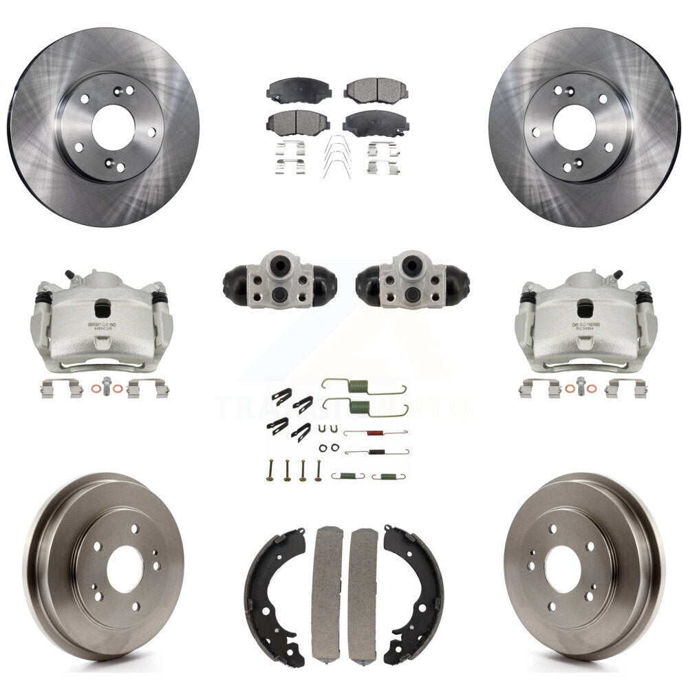 Front Rear Brake Caliper Rotors Drum Ceramic Pad Shoe Cylinder & Hardware Kit (11Pc) For KC8-101386T