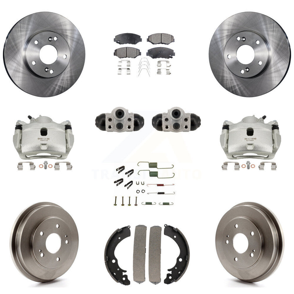 Front Rear Brake Caliper Rotors Drum Ceramic Pad Shoe Cylinder & Hardware Kit (11Pc) For KC8-101386T