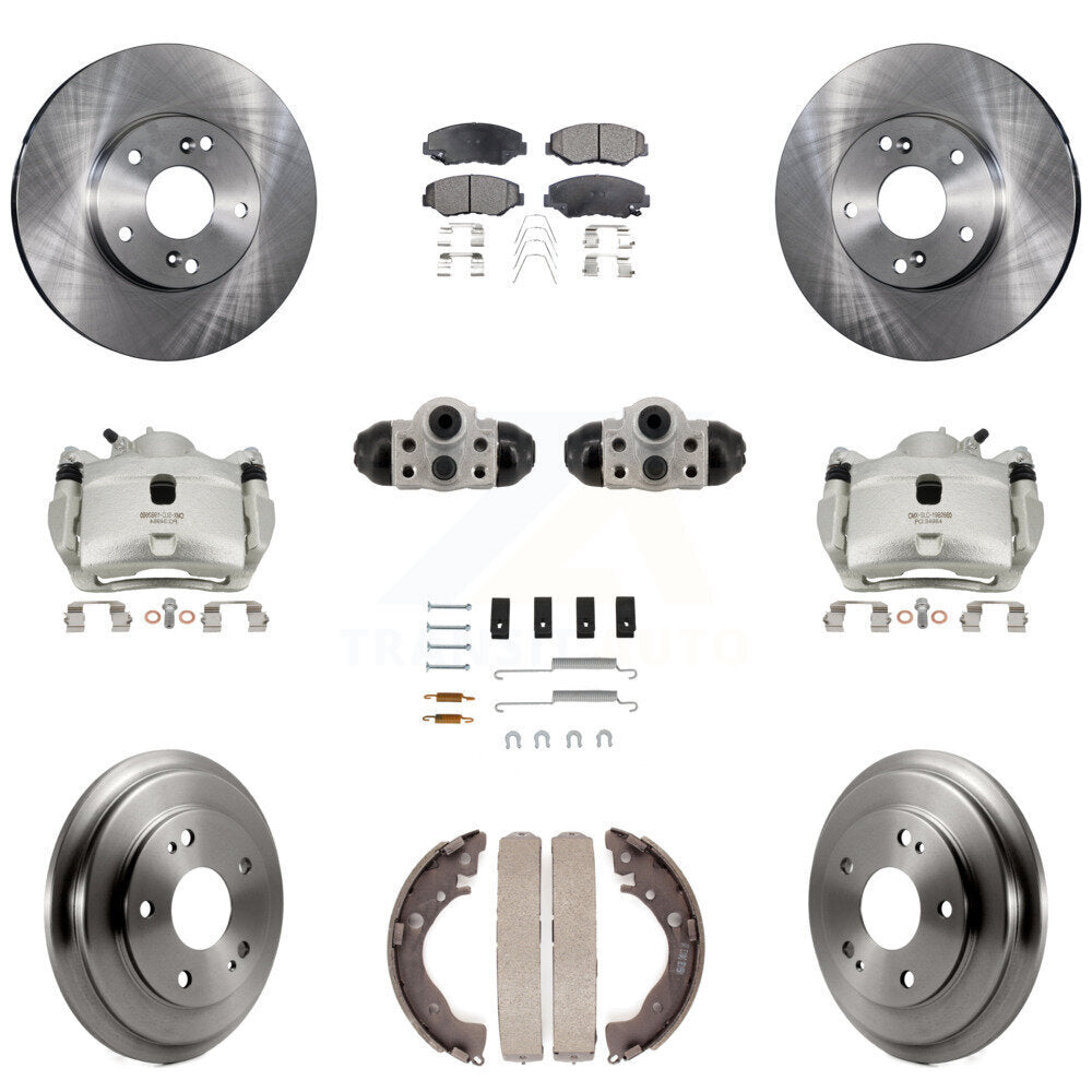 Front Rear Brake Caliper Rotors Drum Ceramic Pad Shoe Cylinder & Hardware Kit (11Pc) For KC8-101387T
