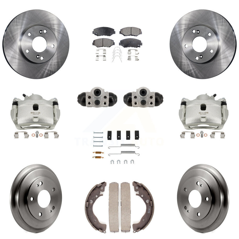 Front Rear Brake Caliper Rotors Drum Ceramic Pad Shoe Cylinder & Hardware Kit (11Pc) For KC8-101387T