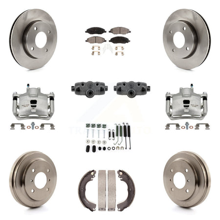 Front Rear Brake Caliper Rotors Drum Ceramic Pad Shoe Cylinder & Hardware Kit (11Pc) For KC8-101389T