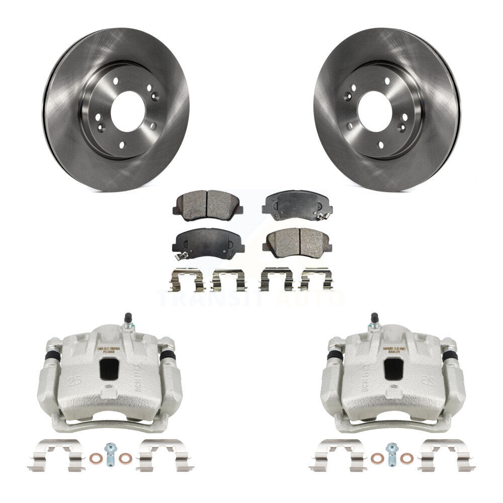 Front Disc Brake Caliper Rotors And Semi-Metallic Pads Kit For Hyundai Elantra Coupe KC8-101391P