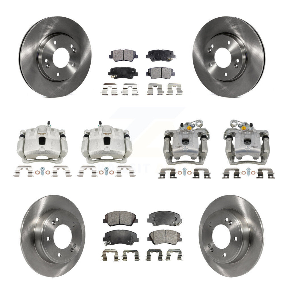 Front Rear Brake Caliper Rotors & Semi-Metallic Pad Kit (10Pc) For Hyundai Elantra Coupe KC8-101392P