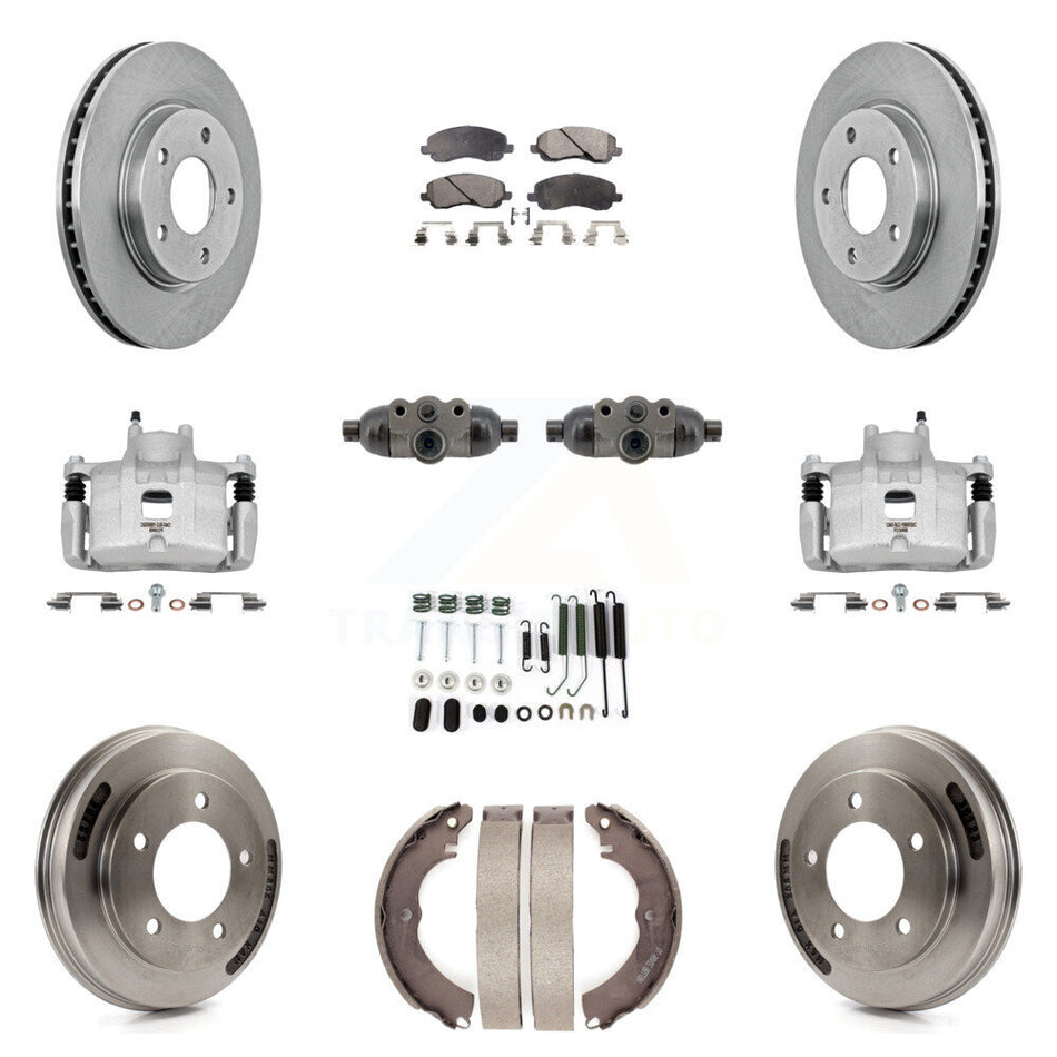 Front Rear Brake Caliper Rotors Drum Ceramic Pad Shoe Cylinder & Hardware Kit (11Pc) For KC8-101392T