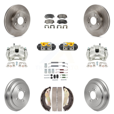 Front Rear Brake Caliper Rotors Drum Ceramic Pad Shoe Cylinder & Hardware Kit (11Pc) For KC8-101393T