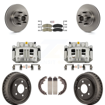 Front Rear Brake Caliper Rotors Drum Ceramic Pad Kit (8Pc) For 2006-2009 Ford Ranger RWD KC8-101401N