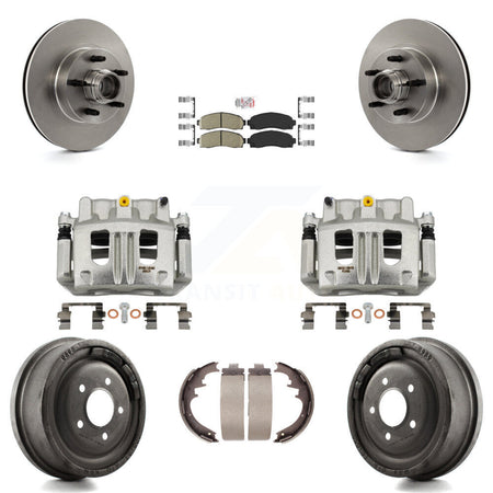 Front Rear Brake Caliper Rotors Drum Ceramic Pad Kit (8Pc) For 2006-2009 Ford Ranger RWD KC8-101403N