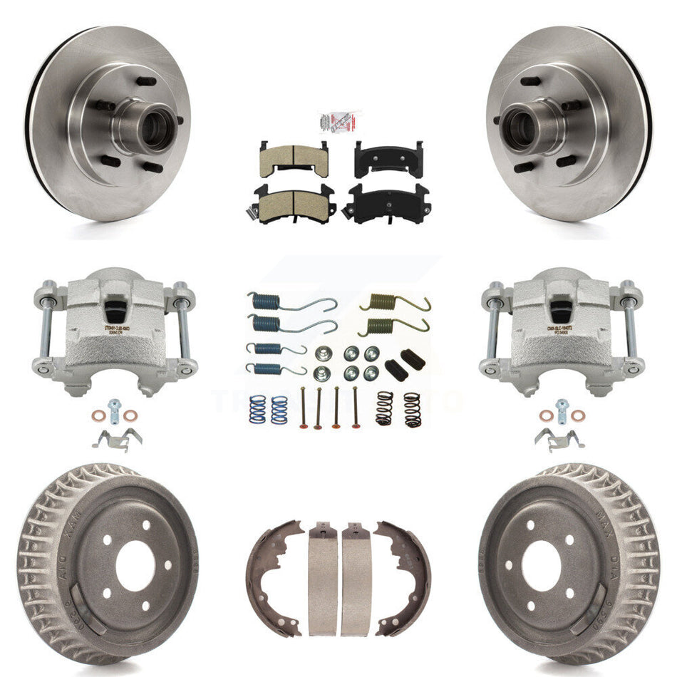 Front Rear Brake Caliper Rotors Drum Semi-Metallic Pad Shoe & Hardware Kit (9Pc) For S10 KC8-101419N