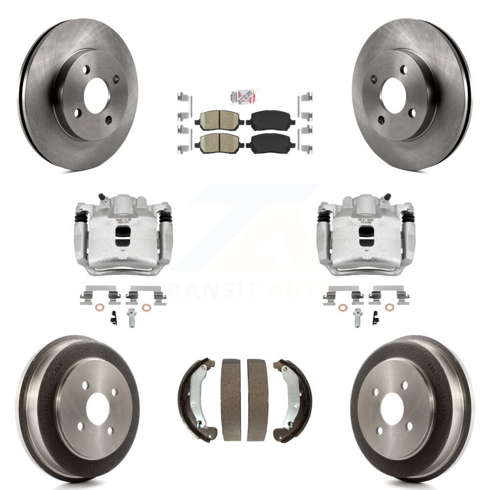 Front Rear Disc Brake Caliper Rotors Drum Ceramic Pad Kit (8Pc) For Saturn Ion Chevrolet KC8-101433N