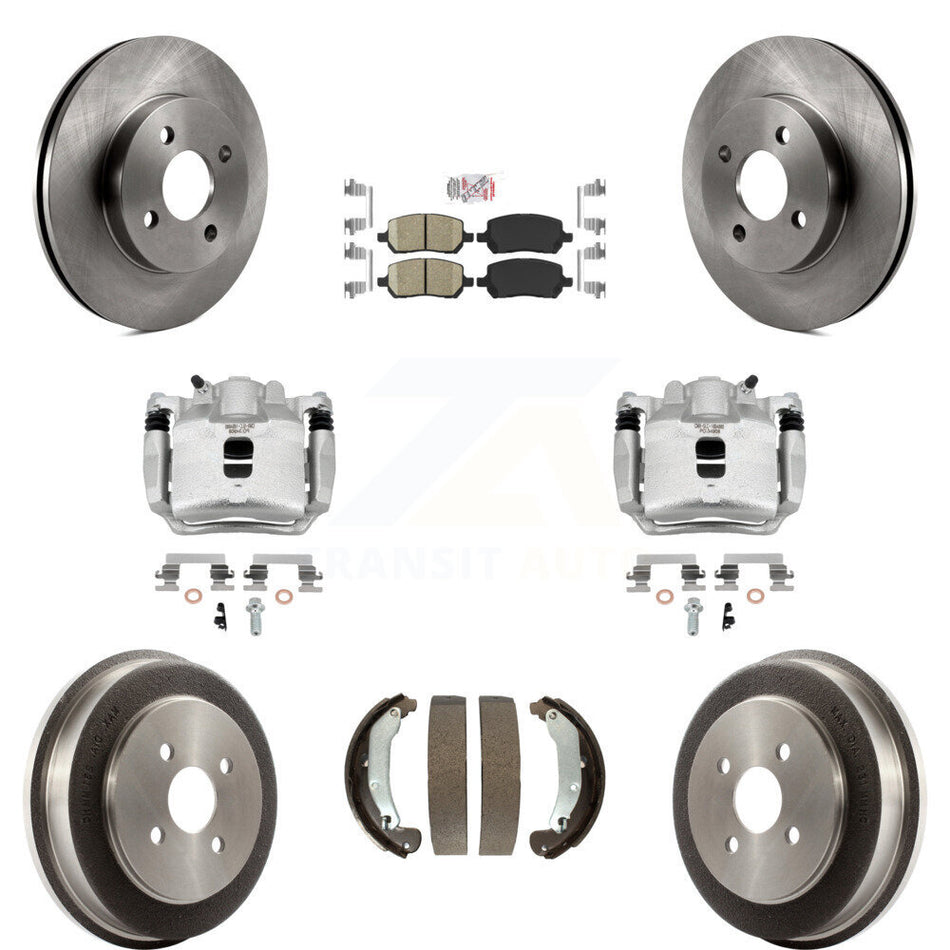Front Rear Disc Brake Caliper Rotors Drum Ceramic Pad Kit (8Pc) For Saturn Ion Chevrolet KC8-101433N