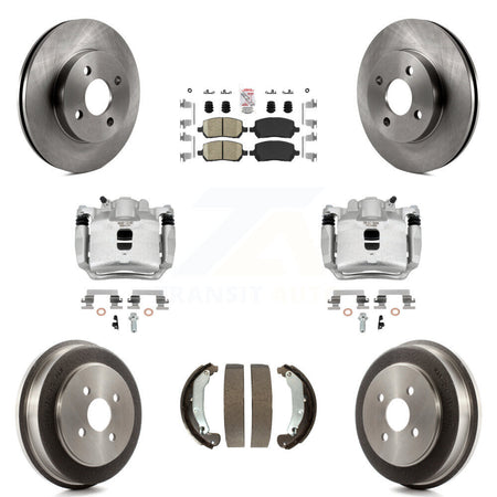 Front Rear Disc Brake Caliper Rotors Drum Ceramic Pad Kit (8Pc) For Saturn Ion Chevrolet KC8-101434N
