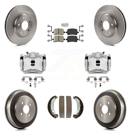 Front Rear Brake Caliper Rotors Drum Ceramic Pad Kit (8Pc) For 2006 Pontiac Pursuit 2.2L KC8-101435N