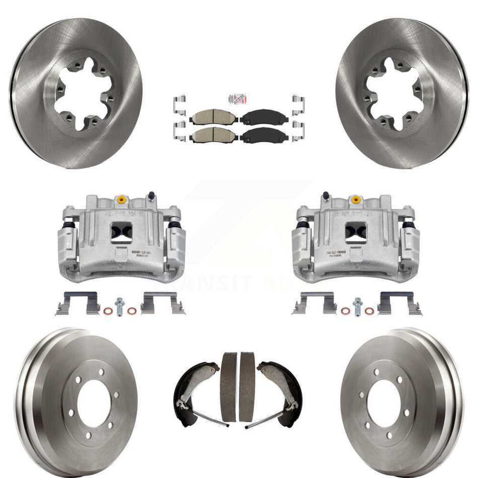 Front Rear Brake Caliper Rotors Drums Ceramic Pads Kit (8Pc) For Chevrolet Colorado GMC KC8-101453N