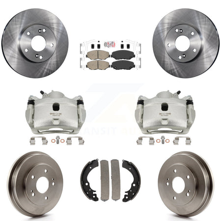 Front Rear Disc Brake Caliper Rotors Drums Ceramic Pads Kit (8Pc) For Honda Fit Accord KC8-101462N