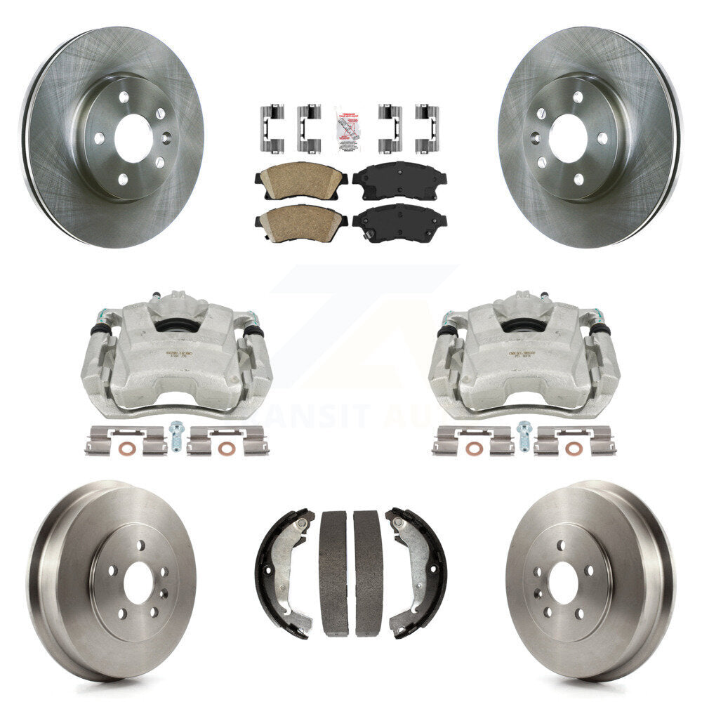 Front Rear Disc Brake Caliper Rotors Drums Ceramic Pads Kit (8Pc) For Chevrolet Cruze Limited KC8-101464N by Transit Auto