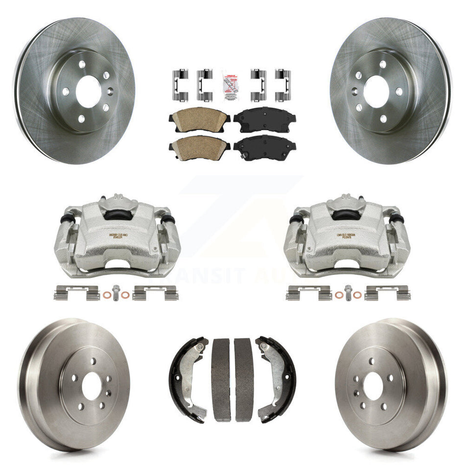 Front Rear Disc Brake Caliper Rotors Drums Ceramic Pads Kit (8Pc) For Chevrolet Cruze Limited KC8-101464N