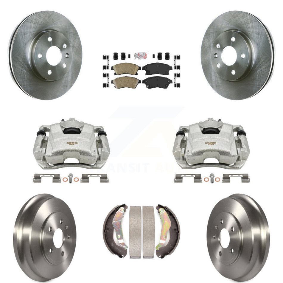 Front Rear Disc Brake Caliper Rotors Drums Ceramic Pads Kit (8Pc) For Chevrolet Sonic KC8-101465N