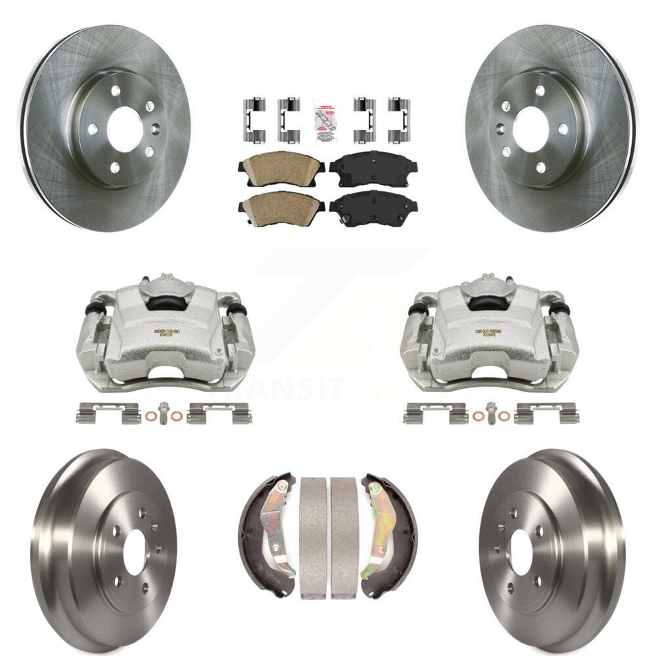 Front Rear Disc Brake Caliper Rotors Drums Ceramic Pads Kit (8Pc) For Chevrolet Sonic KC8-101466N