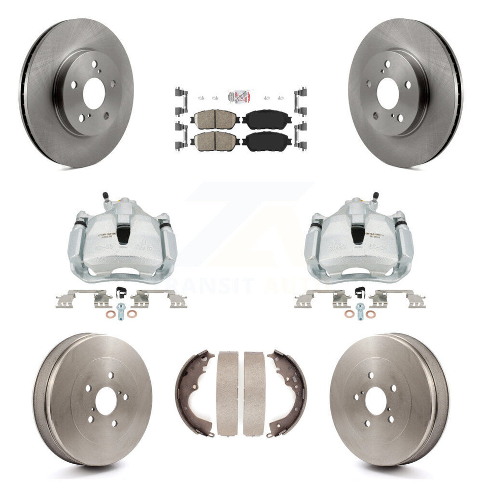 Front Rear Brake Caliper Rotors Drums Ceramic Pads Kit (8Pc) For 2004-2010 Toyota Sienna KC8-101469N