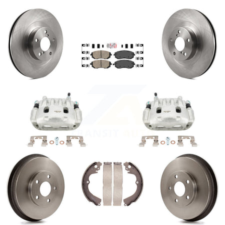 Front Rear Brake Caliper Rotors Drums Ceramic Pads Kit (8Pc) For Subaru Forester Impreza KC8-101477N