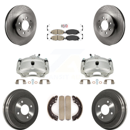 Front Rear Disc Brake Caliper Rotors Drums Ceramic Pads Kit (8Pc) For Honda Civic KC8-101481N by Transit Auto