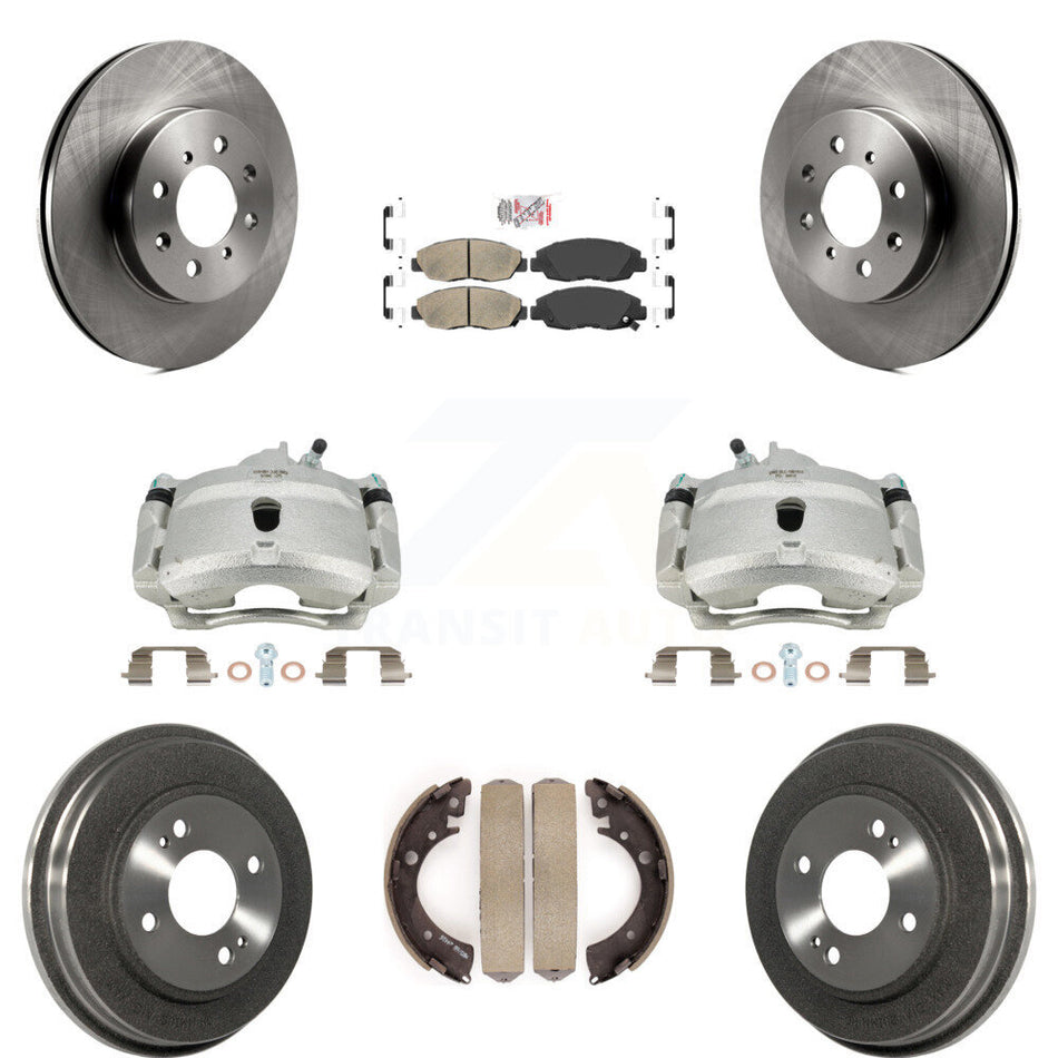 Front Rear Disc Brake Caliper Rotors Drums Ceramic Pads Kit (8Pc) For Honda Civic KC8-101481N by Transit Auto