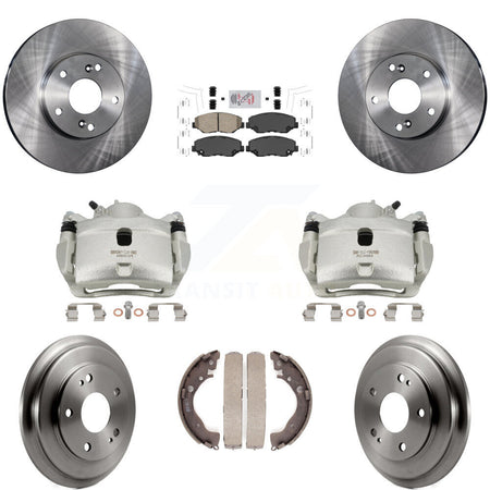 Front Rear Disc Brake Caliper Rotors Drums Ceramic Pads Kit (8Pc) For Honda Civic KC8-101487N