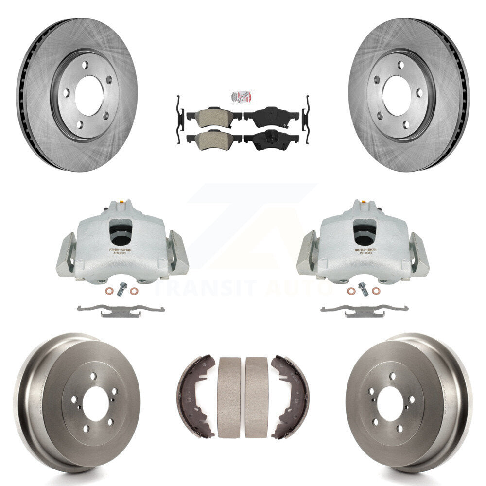 Front Rear Disc Brake Caliper Rotors Drums Semi-Metallic Pads Kit (8Pc) For Dodge Chrysler Town & Country Grand Caravan rear brakes KC8-101491N by Transit Auto