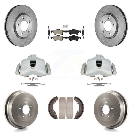 Front Rear Disc Brake Caliper Rotors Drums Semi-Metallic Pads Kit (8Pc) For Dodge Chrysler Town & Country Grand Caravan rear brakes KC8-101491N by Transit Auto