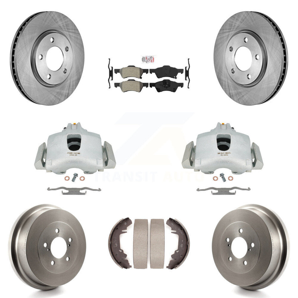 Front Rear Disc Brake Caliper Rotors Drums Semi-Metallic Pads Kit (8Pc) For Dodge Chrysler Town & Country Grand Caravan rear brakes KC8-101491N