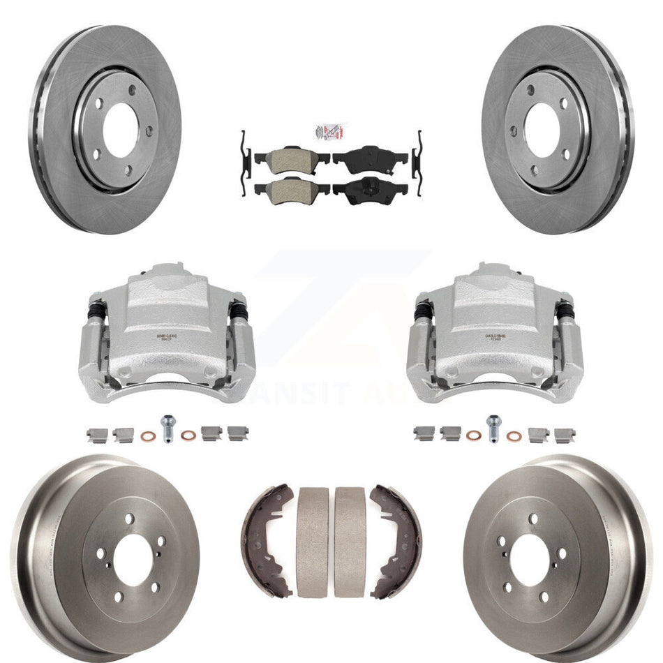 Front Rear Disc Brake Caliper Rotors Drum Semi-Metallic Pads Kit (8Pc) For Dodge Caravan KC8-101494N