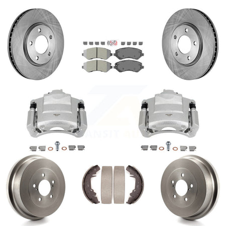 Front Rear Brake Caliper Rotors Drum Semi-Metallic Pad Kit (8Pc) For Dodge Grand Caravan KC8-101495N