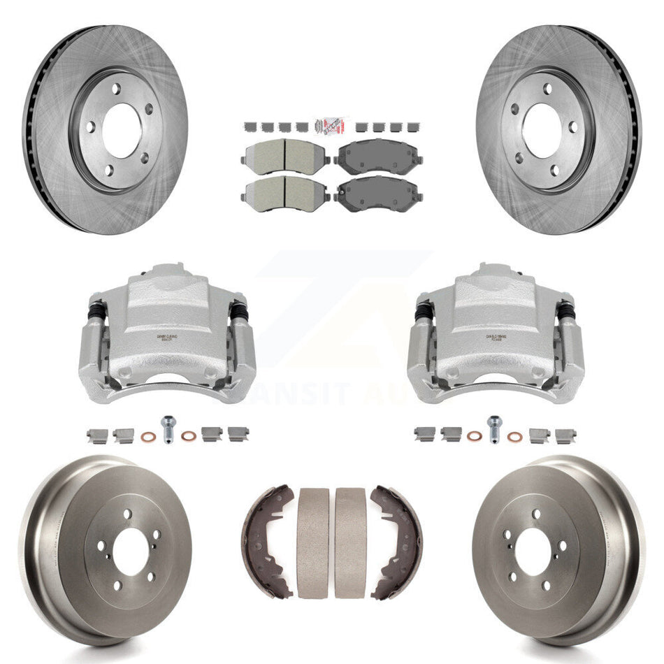 Front Rear Brake Caliper Rotors Drum Semi-Metallic Pad Kit (8Pc) For Dodge Grand Caravan KC8-101495N