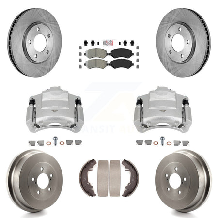 Front Rear Brake Caliper Rotors Drum Semi-Metallic Pad Kit (8Pc) For Dodge Grand Caravan KC8-101496N