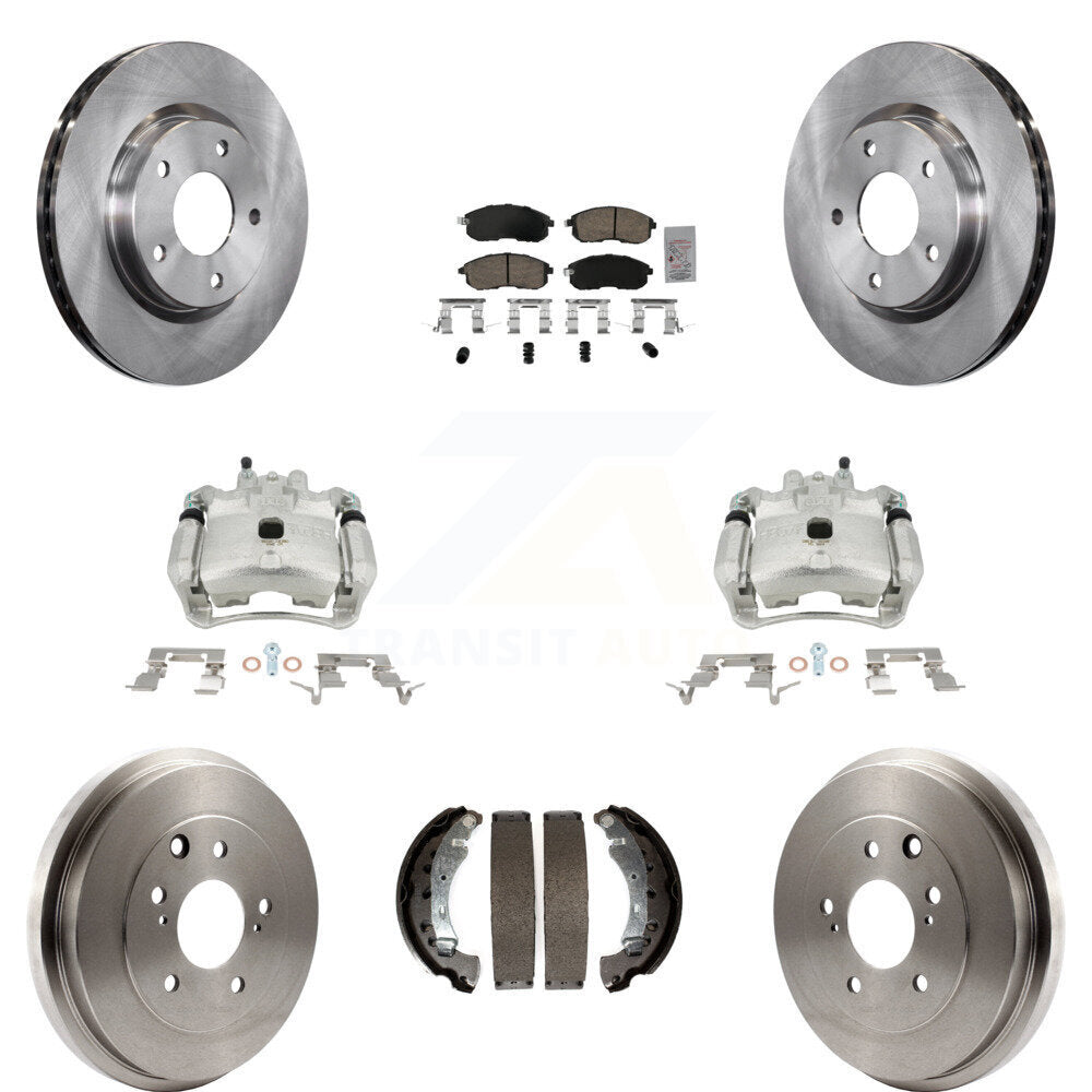 Front Rear Disc Brake Caliper Rotors Drums Ceramic Pads Kit (8Pc) For Nissan Sentra KC8-101501N by Transit Auto