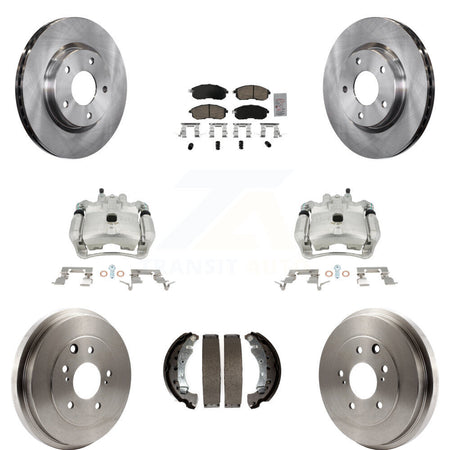 Front Rear Disc Brake Caliper Rotors Drums Ceramic Pads Kit (8Pc) For Nissan Sentra KC8-101501N by Transit Auto