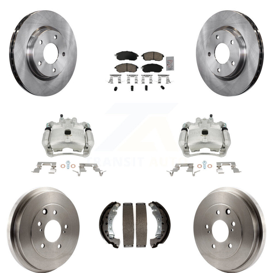 Front Rear Disc Brake Caliper Rotors Drums Ceramic Pads Kit (8Pc) For Nissan Sentra KC8-101501N by Transit Auto