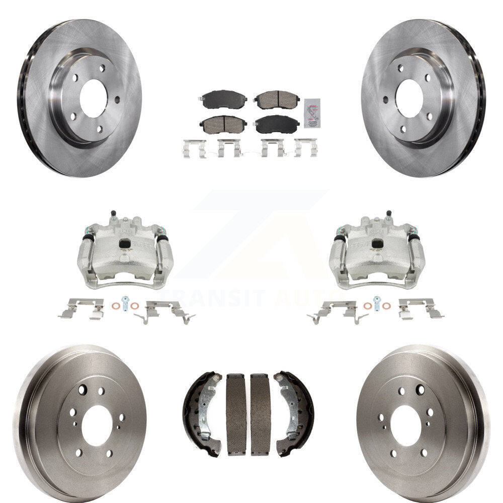 Front Rear Disc Brake Caliper Rotors Drums Ceramic Pads Kit (8Pc) For Nissan Sentra KC8-101502N by Transit Auto