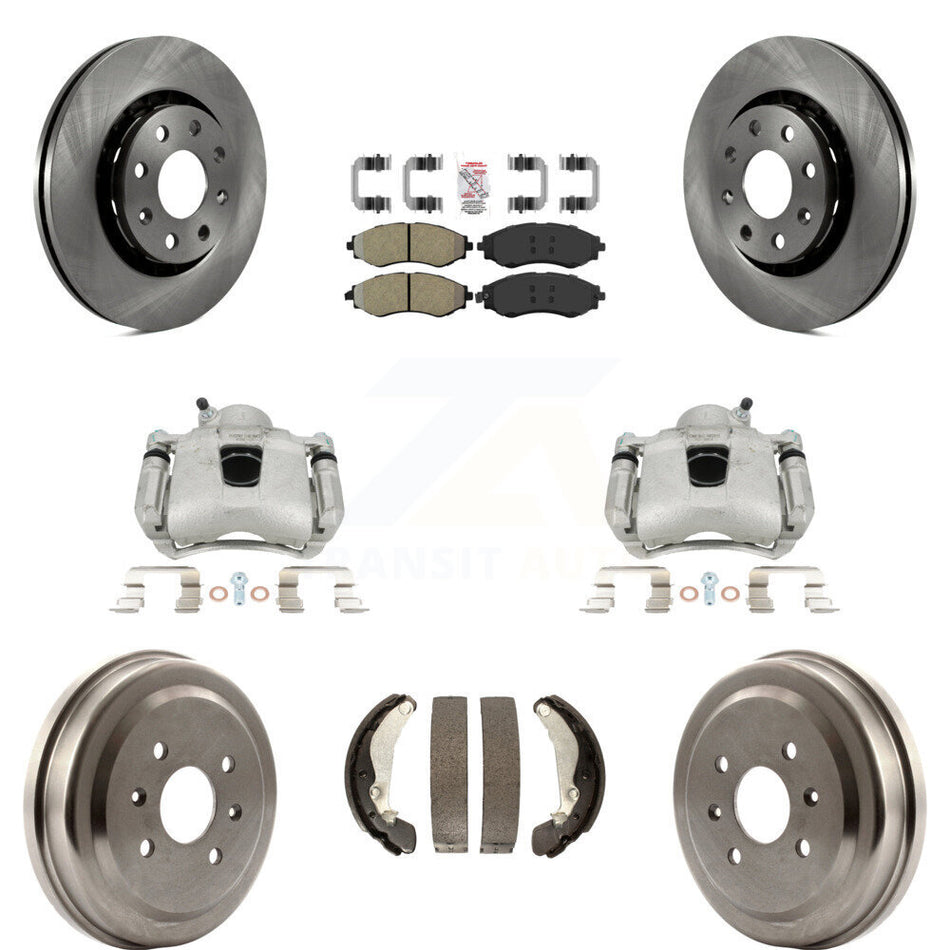 Front Rear Disc Brake Caliper Rotors Drums Semi-Metallic Pads Kit (8Pc) For Chevrolet Aveo Spark Aveo5 Pontiac G3 Suzuki Wave Wave5 Swift+ KC8-101506N