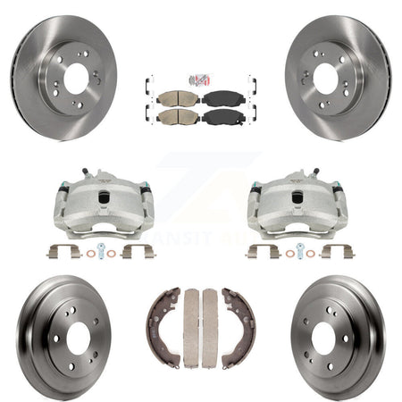 Front Rear Disc Brake Caliper Rotors Drums Ceramic Pads Kit (8Pc) For Honda Civic KC8-101512N by Transit Auto