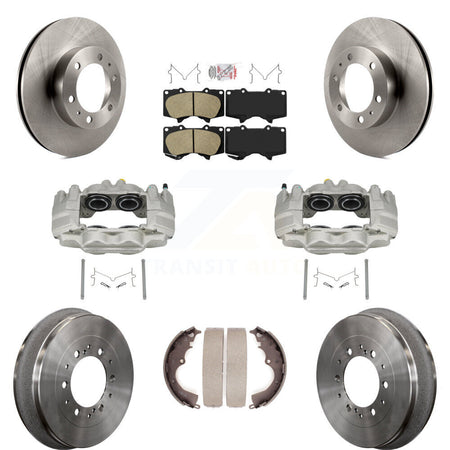 Front Rear Disc Brake Caliper Rotors Drums Ceramic Pads Kit (8Pc) For Toyota Tacoma KC8-101519N