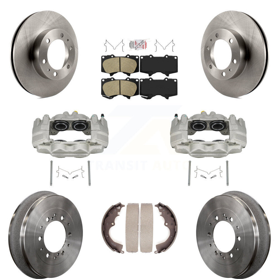 Front Rear Disc Brake Caliper Rotors Drums Ceramic Pads Kit (8Pc) For Toyota Tacoma KC8-101519N